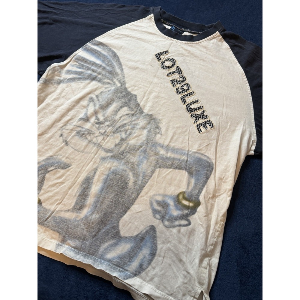 Vtg Lot 29 Luxe Bugs Bunny T-Shirt 2XL Y2K Hip Hop Streetwear Tan Navy Raglan